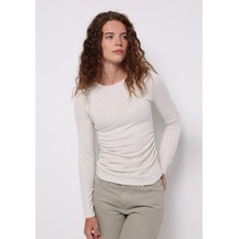 Colin's Colins Slim Fit Yuvarlak Yaka Düz Kadın Ekru Tişört Cl1077097 Q1.v2 Ecm Ecru Melange