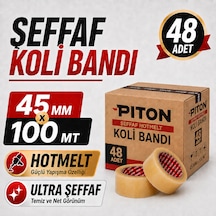 Sanplaza Şeffaf Hotmelt Koli Bandı 45 Mm X 100 Mt Güçlü Yapışkanlı Paketleme Ambalaj Bandı 48 Adet