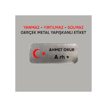 İsim Soyisim Kan Grubu Türk Bayraklı Motosiklet Metal Etiket 3x7 Cm Arkası Yapışkanlı 1 Adet