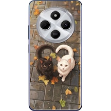Redmi 14c Uyumlu Kalp Kuyruklu Kediler Baskılı Silikon Kılıf Renkli