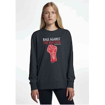Rage Against The Machine Capa Rage Baskılı Füme Antrasit Kadın S