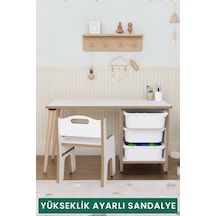 3 Çekmeceli Aktivite Masası Çocuk Masa Sandalye Seti Oyuncak Dolabı -tek Sandalyeli Çok Renkli