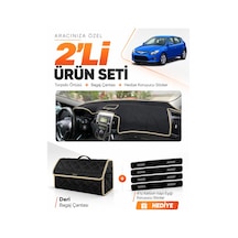 Hyundai İ30 2007-2012 Uyumlu Torpido Örtüsü + Deri Bagaj Çantası + Sticker Seti - Siyah Bej