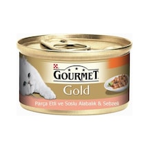 Gourmet Gold Parça Etli Soslu Alabalık ve Sebzeli Konserve Yetişkin Kedi Maması 85 G