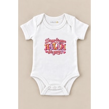 Babylimon Dünya Bir Yana Halam Bir Yana Beyaz Kısa Kollu Çıtçıtlı Bebek Zıbını Beyaz - 930083739 Beyaz