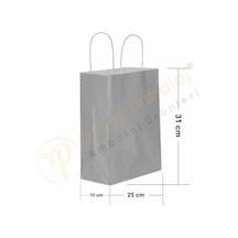 Gümüş Kraft Çanta Orta Boy 25x12x31 Cm 25 Adet