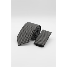 İmza Siyah - Gri Desenli 6 Cm Kravat 1090260118