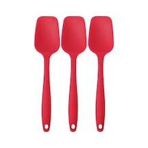 3lü Kırmızı Silikon Kaşık Seti Isıya Dayanıklı Yanmaz Yapışmaz