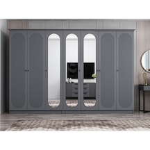 Kale 7 Kapak 3a 4ç Dolap Antrasit - Mebran Defne Ayna Antr 190cm Antrasit