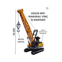 Vinç Sarılır Makaralı Metal Kancalı İpli Oyuncak İş Makinesi Paletli İş Makinası 16 Cm.