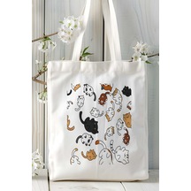 Art Hediye Kedi Kişiye Özel Baskılı Omuz Çanta Desen 9 Çok Renkli