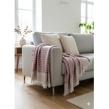 Çok Amaçlı Örtü Pike- Koltuk Şalı-masa Örtüsü-tv Battaniyesi Dekor Desenli Püsküllü 170x210 Pembe