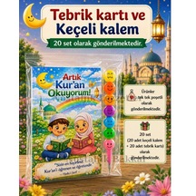 Artık Kur'an Okuyorum Hediyesi 20 Set Kur'an Kursu-hatim Töreni Hatırası Keçeli Renkli Kalem Tebrik Kartı Hediyeli