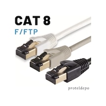 Irenis CAT8 Kablo F/FTP LSZH Ethernet Network LAN Ağ Kablosu 25 CM  -Gri
