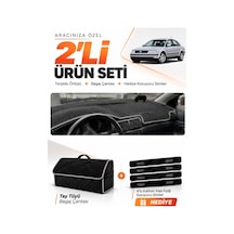 Volkswagen Passat B5 1996-2000 Uyumlu Torpido Örtüsü + Tay Tüyü Bagaj Çantası Seti - Siyah Gri