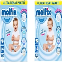 Molfix 4 Numara 100lü Ultra Fırsat Paketi Bebek Bezi 2paket 4 Numara