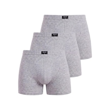 Grey Cat Özel Üretim Klasik Yumuşak İç Çamaşırı Gri Erkek Boxer Düz 3'lü Paket Pamuklu Likralı