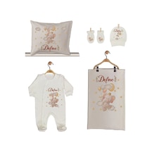 Pia Baby Gl 1913-02 İsme Özel Beşli Tulum Set Krem