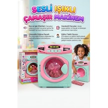 Fonksiyonel Oyuncak Çamaşır Makinesi - 22 Cm Büyük Boy Oyun Seti, Eğitici Ev İşleri Taklit Oyunu