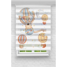 Perdecizade Enxboy Uçan Balon Dijital Baskılı Zebra Perde-cocuk Odası-stor Perde Renkli