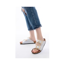 Alemdarshop P-101 Beyaz Günlük Birkenstock Kadın Terlik