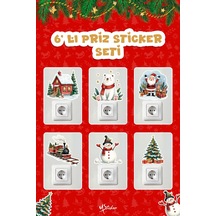 6 Lı Yeni Yıl Temalı Mini Sticker Priz Sticker Yılbaşı Yeni Yıl Mini Boy Sticker Seti Yeni Yıl Treni Dijital Baskı