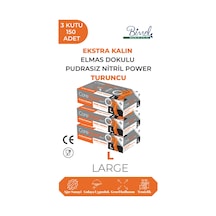 Nitril Turuncu Power Pudrasız Muayene Eldiveni L - 3 Paket 50 Li