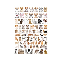 88 Adet Sevimli Köpekler Sticker Seti - Etiket Seti Scrapbook Bullet Journal Çok Renkli