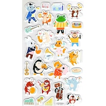 Sticker Eva Kabartmalı Stiker Çıkartma Defter Etiket Xk005 14x24 Cm - Müzik Hayvan Sevimli Çok Renkli