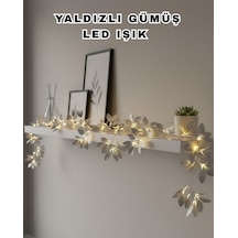 Yaldızlı - 640 - Gümüş Yaprak Led Işık Pilli Dekoratif Ortam Ve - Zero-hls - Yılb Aydınlatması Yılbaşı