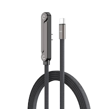Forzacase 240w Type-c To Type-c Katlanabilir Standlı Hızlı Şarj Kablosu Yassı Örgü Tasarım - Fc1227 1 Adet