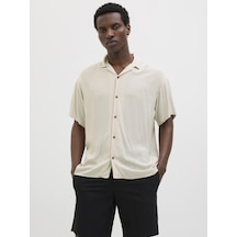 Jack & Jones Erkek Kısa Kollu Gömlek - Jeff - 12268443 Moonbeam Çok Renkli
