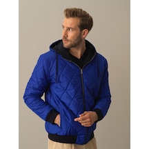 Xint Mavi Regular Fit Kapüşonlu Pamuklu Çift Taraflı Mont 195039