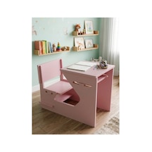 Ergonomik Ahşap Çocuk Çalışma Masası Ve Sandalyesi Seti, Aktivite, Oyun Ve Okuma Masası Seti, Montessori Ahşap Çocuk Aktivite Masası Ve Sandalyesi Pembe