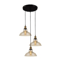 Mylights Retro Rusik Vintage Üçlü Bal Camlı Sarkıt Avize