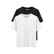 Rich Erkek 2 Li Paket %100 Pamuk Oversize Tişört Basic Bisiklet Yaka Kısa Kollu T-shirt SIYAH