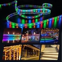 Forlfe 10 Metre Güneş Enerjili Led Şerit Işık, 20w 320 Lümen, Ip65 Su Geçirmez, 8 Modlu Uzaktan Kumandalı, Otomatik Sensörlü Solar Led Aydınlatma, Bahçe Balkon Teras Dış Mekan Lambası Rgb Çok Renkli 3 Renk