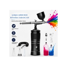 Şarjlı Airbrush Boya Tabancası Seti Kompresörlü Tırnak Sanatı, Hobi Boyama, Pasta Süs, Nemlendirici - 896855164