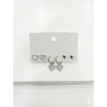 Sallantılı Detaylı Altılı Küpe - Kp00636 Çok Renkli