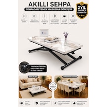 Home Üst Tabla Mdf Beyaz Mermer Oval Köşe Alt Ayak Siyah