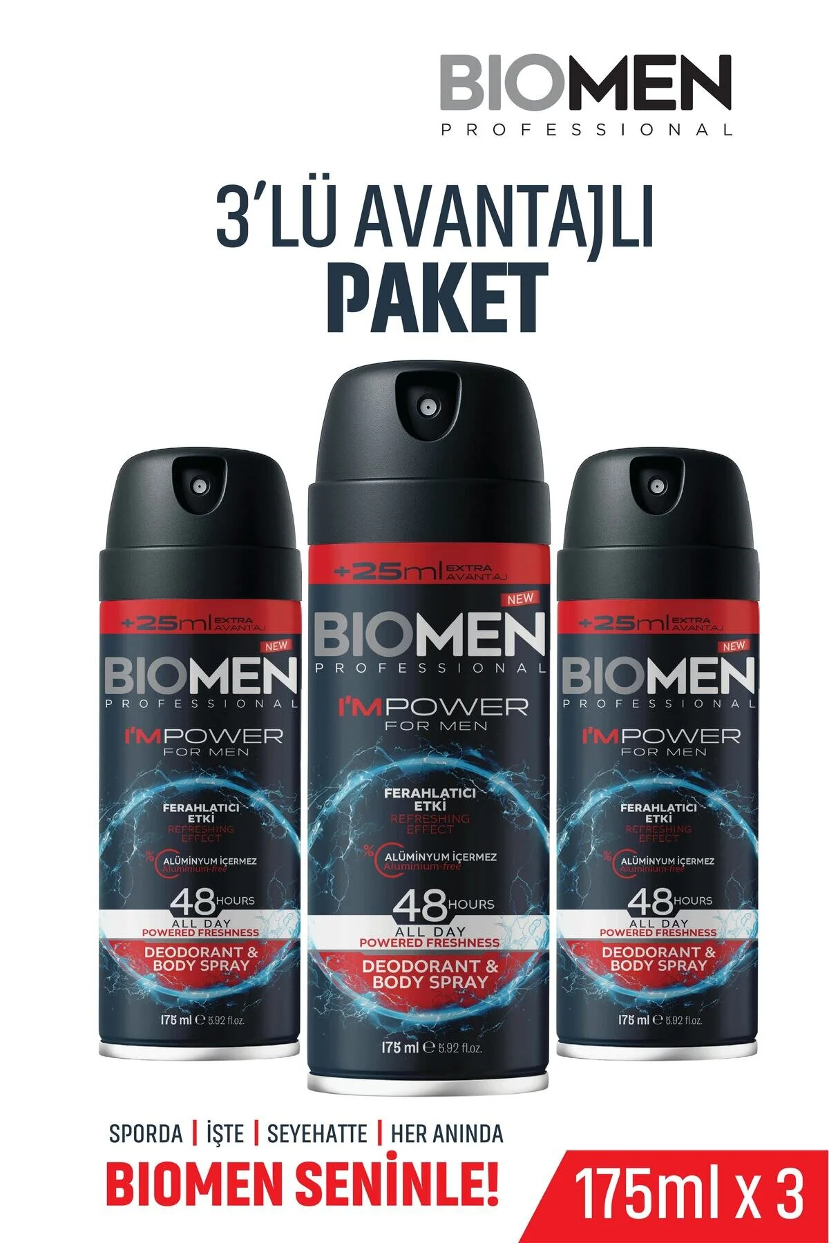 Deodorant & Body Sprey For Men Ferahlatıcı Etki I'm Power 3x175 Ml