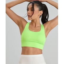 Aurafit Arkası Halter Kesim U Yaka Spor Sütyeni/Büstiyer/Crop Top- Yeşil