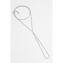 So Chic Minimal Stil 18 Ayar Beyaz Altın Kaplama 38 Cm Gümüş Şahmeran Rodyum