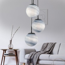 Efser 3lü Yuvarlak Modern Oturma Odası Salon Sarkıt Avize Siyah