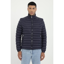 Lacivert Kapitone Slim Fit Erkek Mont-25286 Lacivert