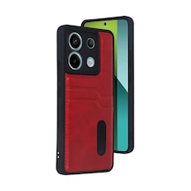 Newface Xiaomi Redmi Note 13 Pro 5g Kılıf Sara Kartvizitli Deri Kılıf - Kırmızı