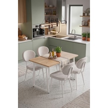 Vilinze Deniz Sandalye Biga Mdf Sabit Metal Ayak Mutfak Masası Takımı - 70x120 Cmbiga70120yr-bn-lkn01-beyaz-deniz-skrem Sigmakrem