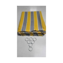 Denge Perde 4144 Demir Halkalı Balkon Perdesi 1.sınıf Gabardin Kumaş Sarı Gri Sarı Gri 500 X 220 Çok Renkli