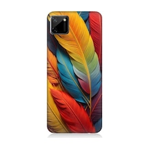 Realme C11 Uyumlu Pastel Renkli Tüyler Desenli Silikon Kılıf