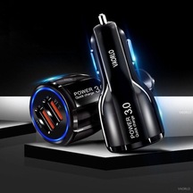 Novahub Beyaz Vaorlo Evrensel Hızlı Şarj 3.0 Araç Şarj Cihazı Çift Usb Adaptörü Led Ekran Hızlı Şarj İphone Samsung Huawei Xiaomi İçin Beyaz